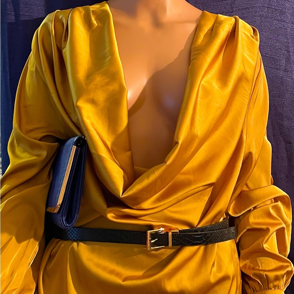 Satin long sleeve dressy blouse